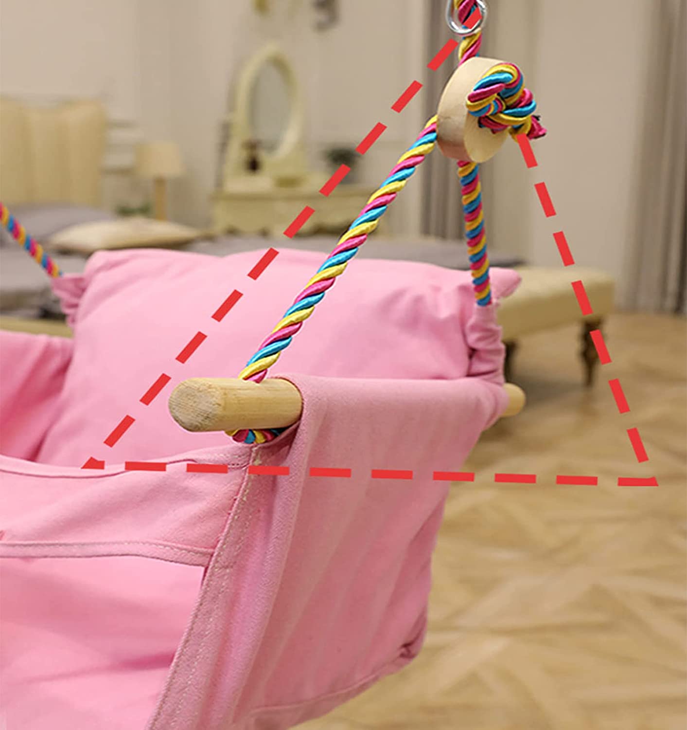 Baby Wooden Swing Set Canvas Seat Set Comfortable Chair Hammock Handmade Kids Indoor Outdoor Hanging