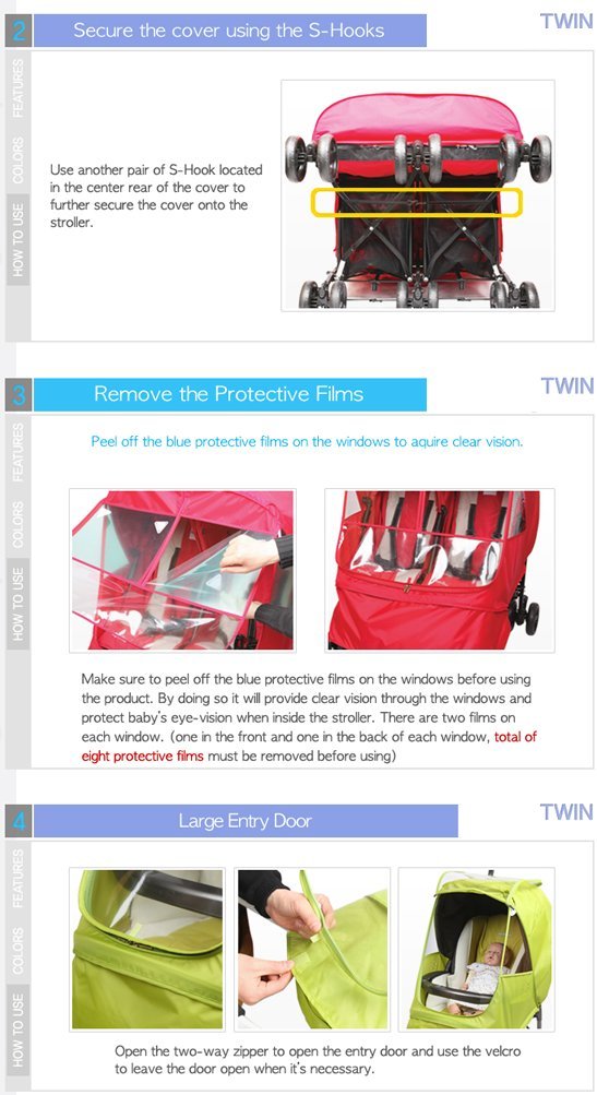 Manito Castle Alpha Twin Stroller Weather Shield (Chocolate)