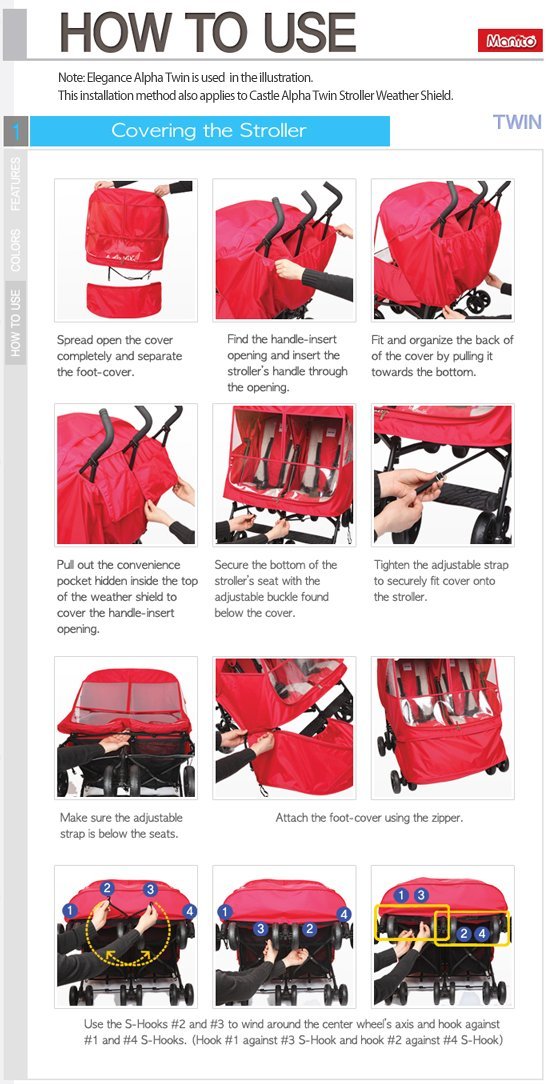 Manito Castle Alpha Twin Stroller Weather Shield (Chocolate)