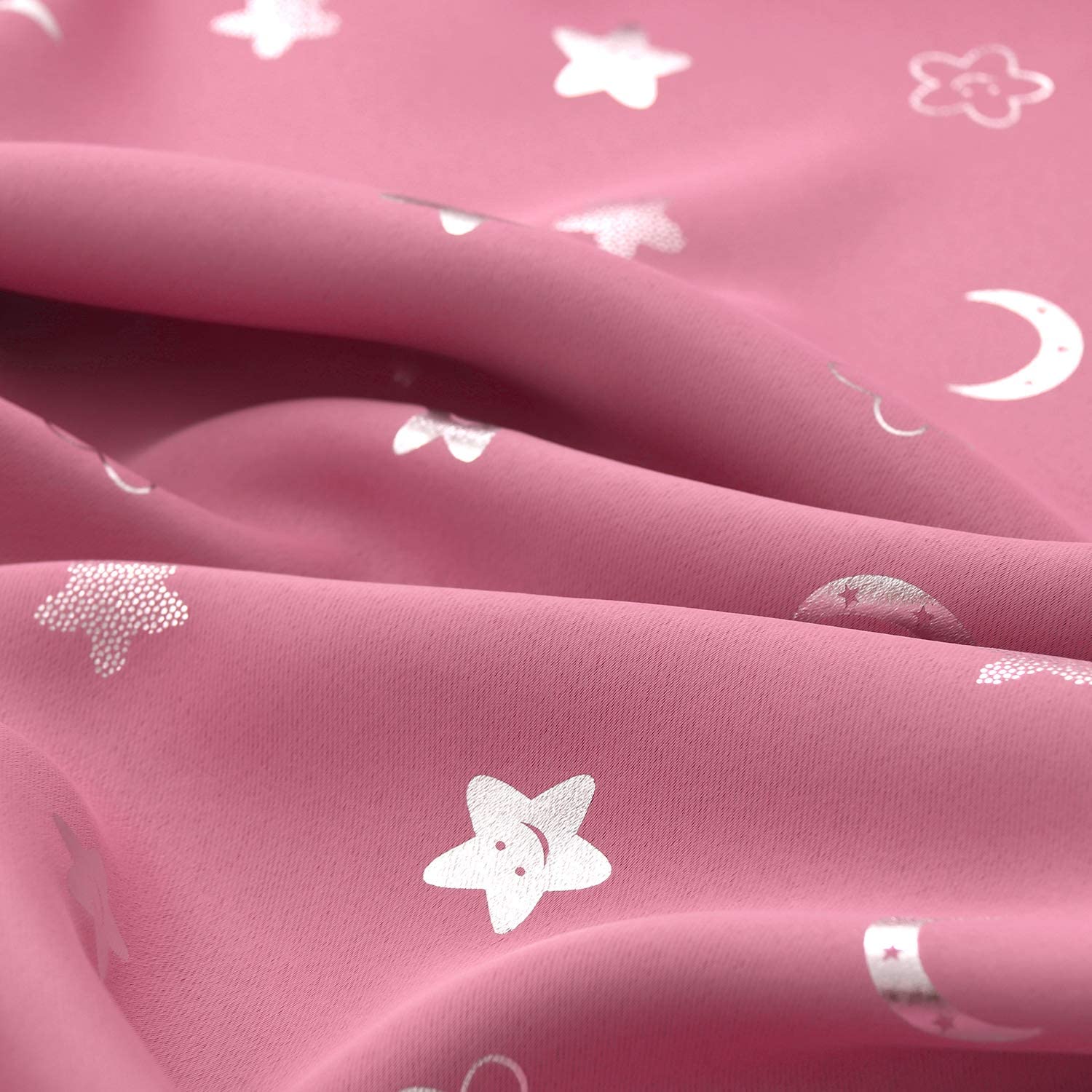 BGment Moon and Stars Blackout Curtains for Girls Bedroom, Grommet Thermal Insulated Room Darkening 