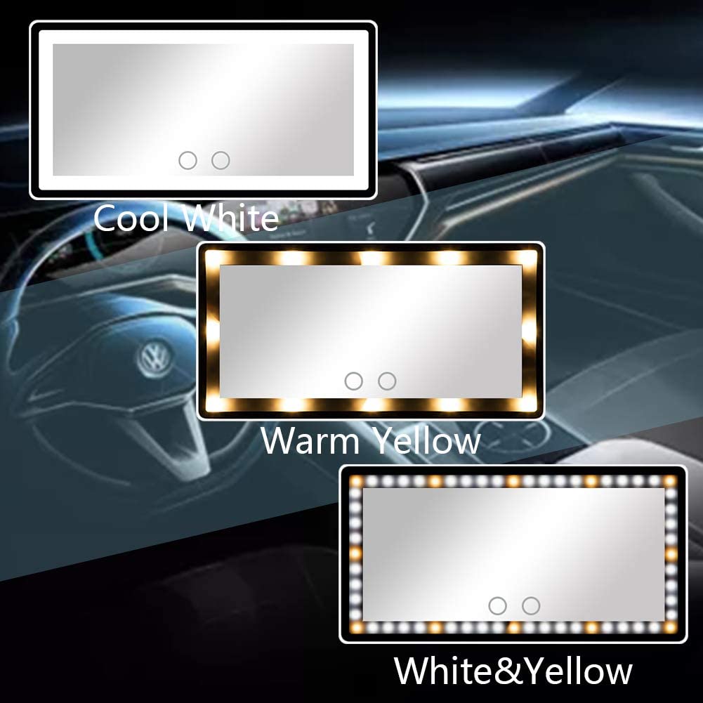 Car Sun Visor Mirror with LED Lights Automobile Makeup Mirror with Lights Cosmetic Mirror Clip on Su