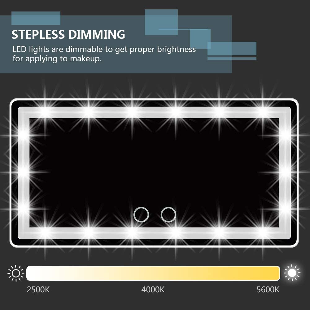 Car Sun Visor Mirror with LED Lights Automobile Makeup Mirror with Lights Cosmetic Mirror Clip on Su