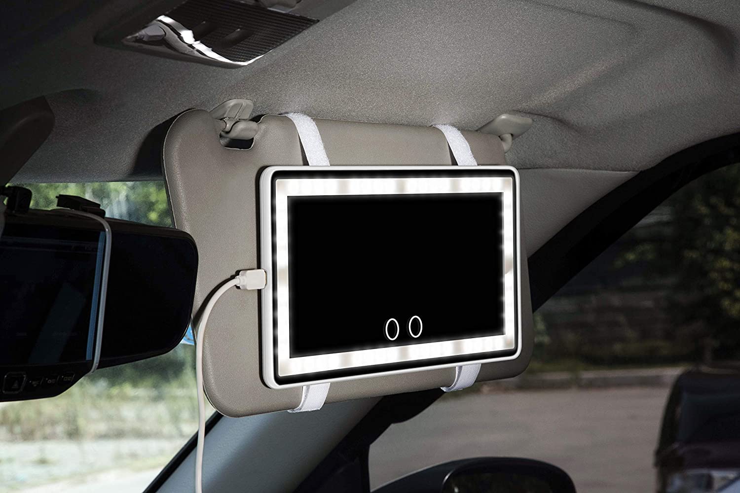Car Sun Visor Mirror with LED Lights Automobile Makeup Mirror with Lights Cosmetic Mirror Clip on Su
