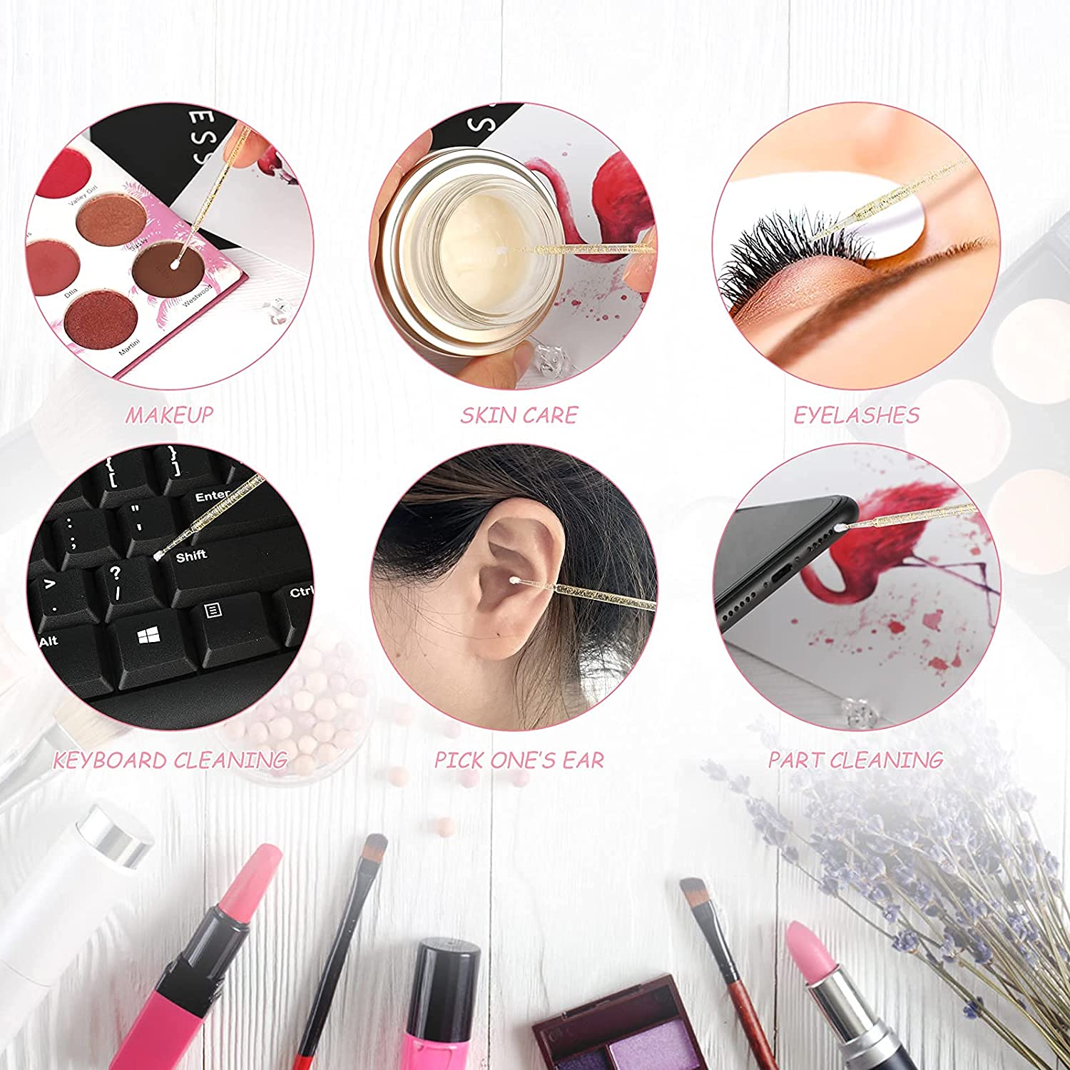 400PCS Crystal Micro Brush Applicator Disposable Micro Cotton Swabs for Eyelash Extensions Makeup Cl