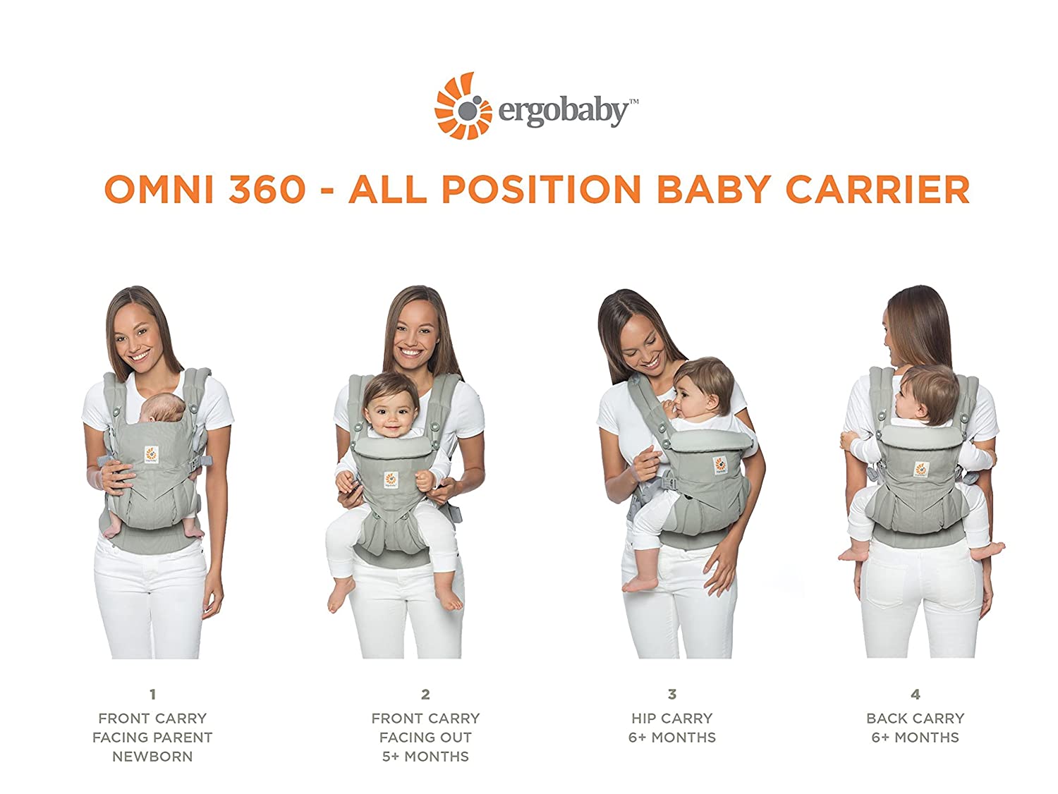 Ergobaby Omni 360 All-Position Baby Carrier for Newborn to Toddler with Lumbar Support (7-45 Pounds)