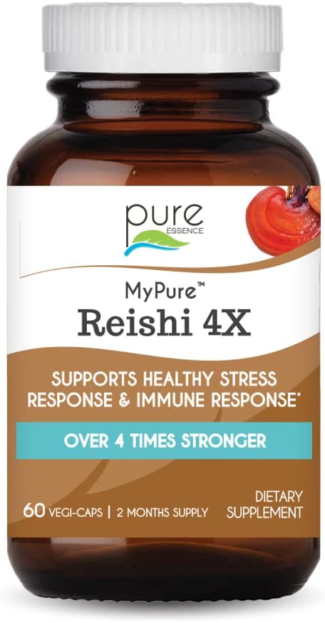 Pure Essence Labs MyPure Reishi 4X Organic Mushrooms Supplement - 100% Real Mushroom Extract for Imm