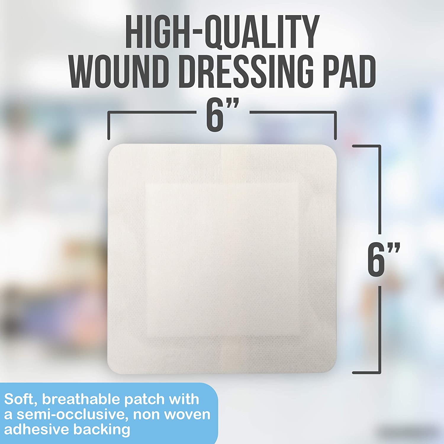 JJ CARE Island Dressing, Adhesive Gauze Pads, Island Dressing 6x6, Bordered Gauze, Adhesive Island W