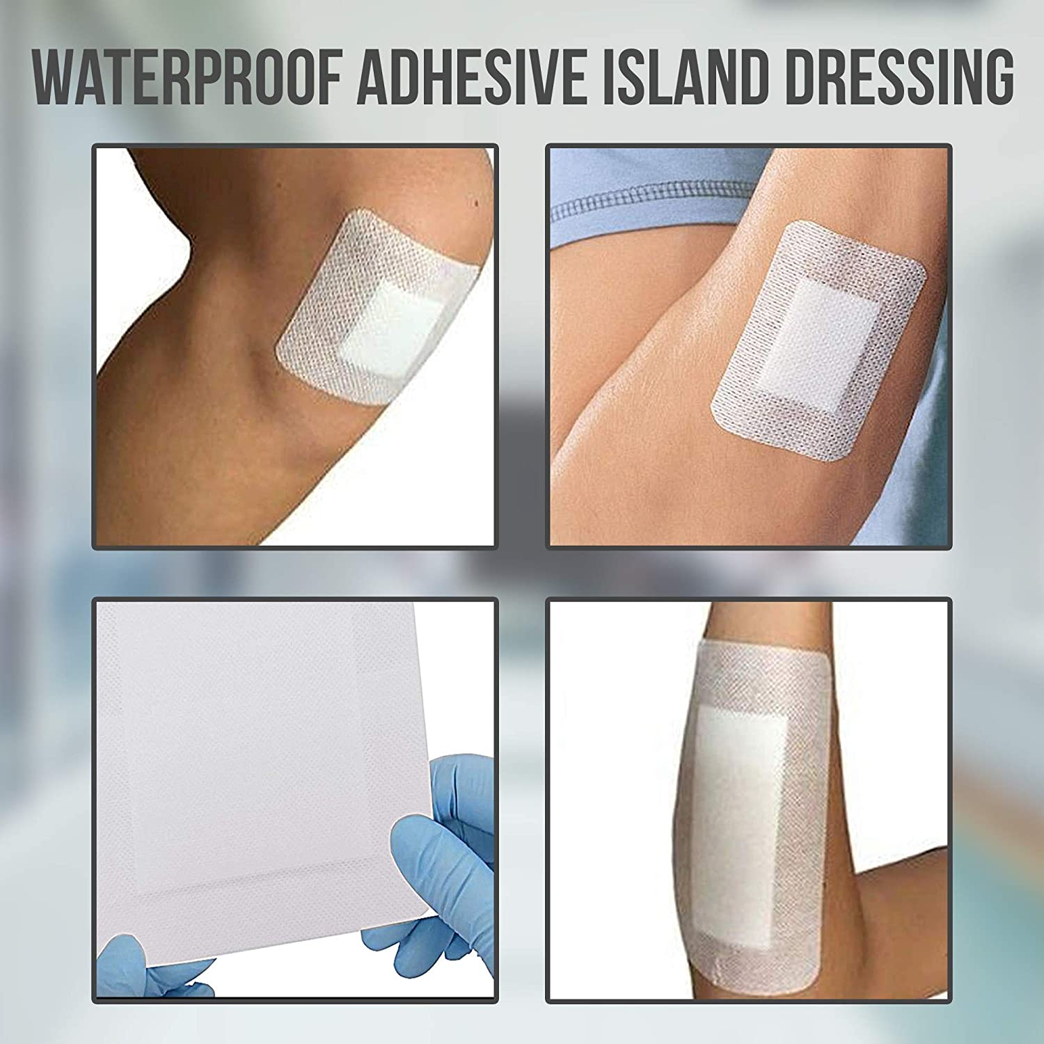 JJ CARE Island Dressing, Adhesive Gauze Pads, Island Dressing 6x6, Bordered Gauze, Adhesive Island W