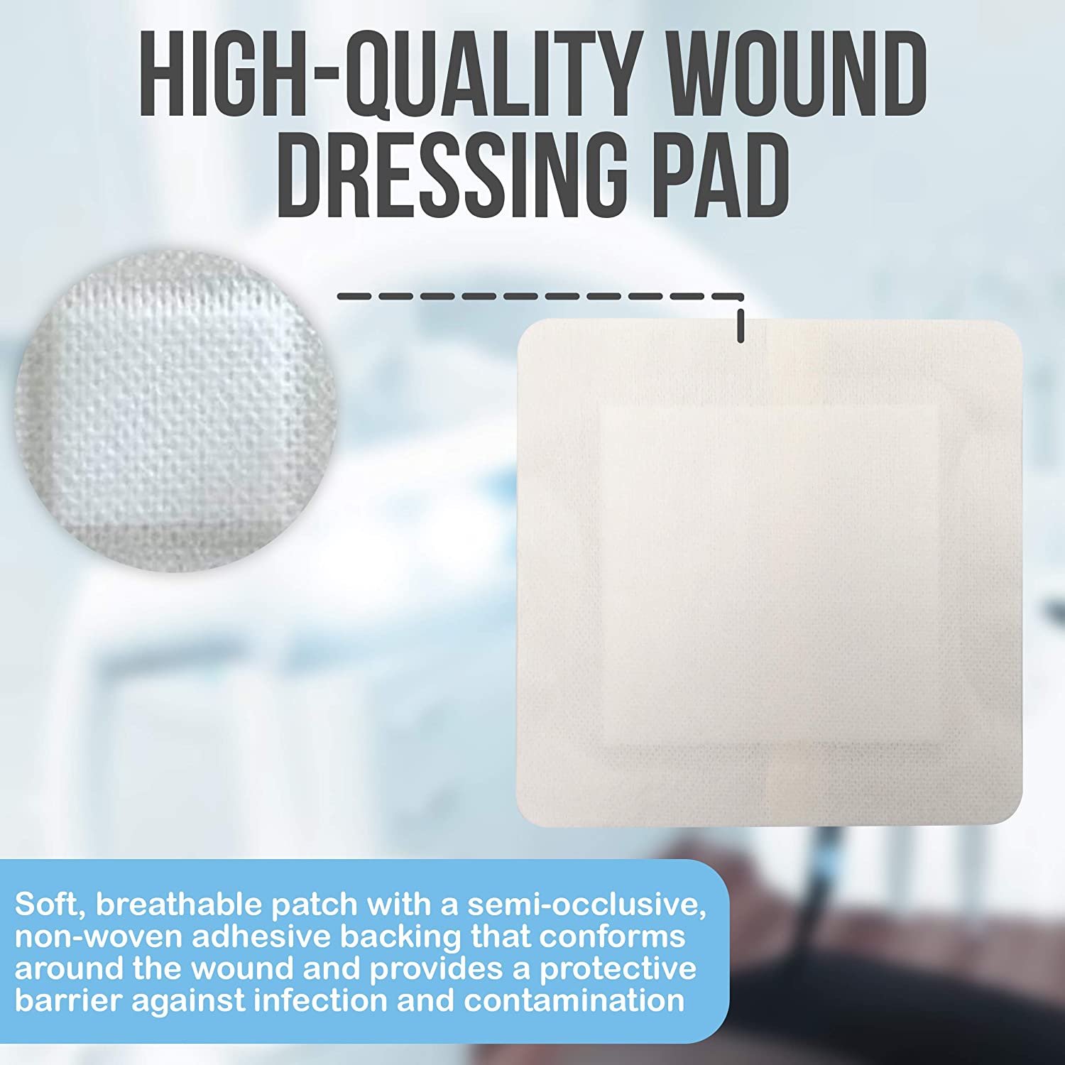 JJ CARE Island Dressing, Adhesive Gauze Pads, Island Dressing 6x6, Bordered Gauze, Adhesive Island W