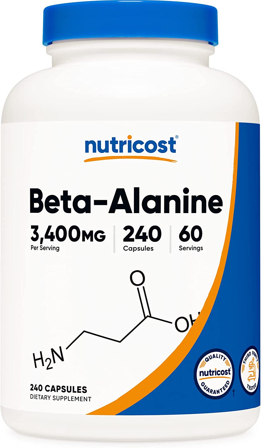 Nutricost Beta-Alanine Capsules 3400mg, 240 Capsules (60 Serv) - Potent Beta Alanine, Gluten Free &