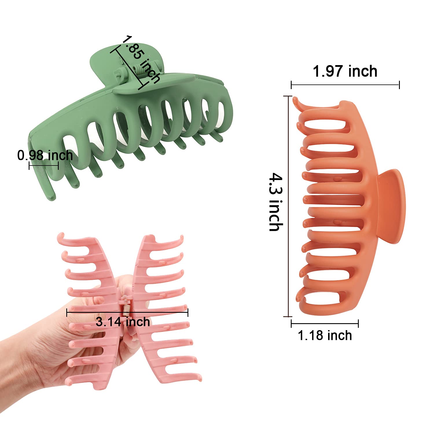 TODEROY 7PCS Large Hair Claw Clips for Woman,Non-slip Matte Banana Clips,Strong Hold jaw clip,Hair C