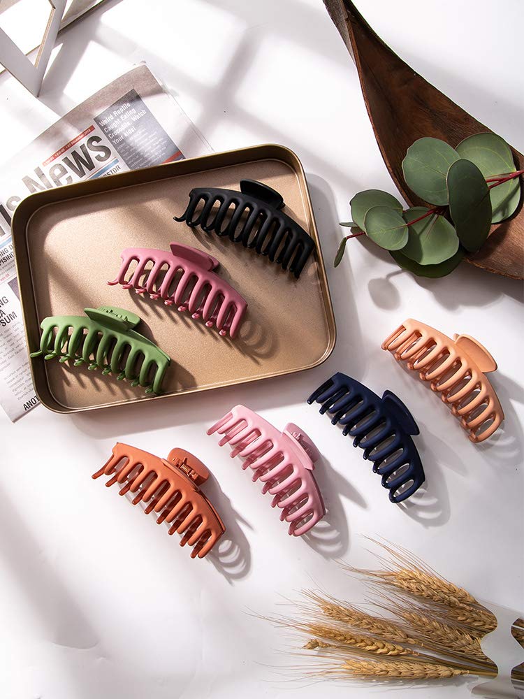 TODEROY 7PCS Large Hair Claw Clips for Woman,Non-slip Matte Banana Clips,Strong Hold jaw clip,Hair C