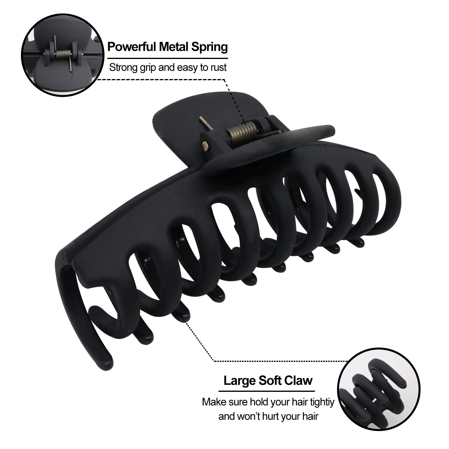 TODEROY 7PCS Large Hair Claw Clips for Woman,Non-slip Matte Banana Clips,Strong Hold jaw clip,Hair C