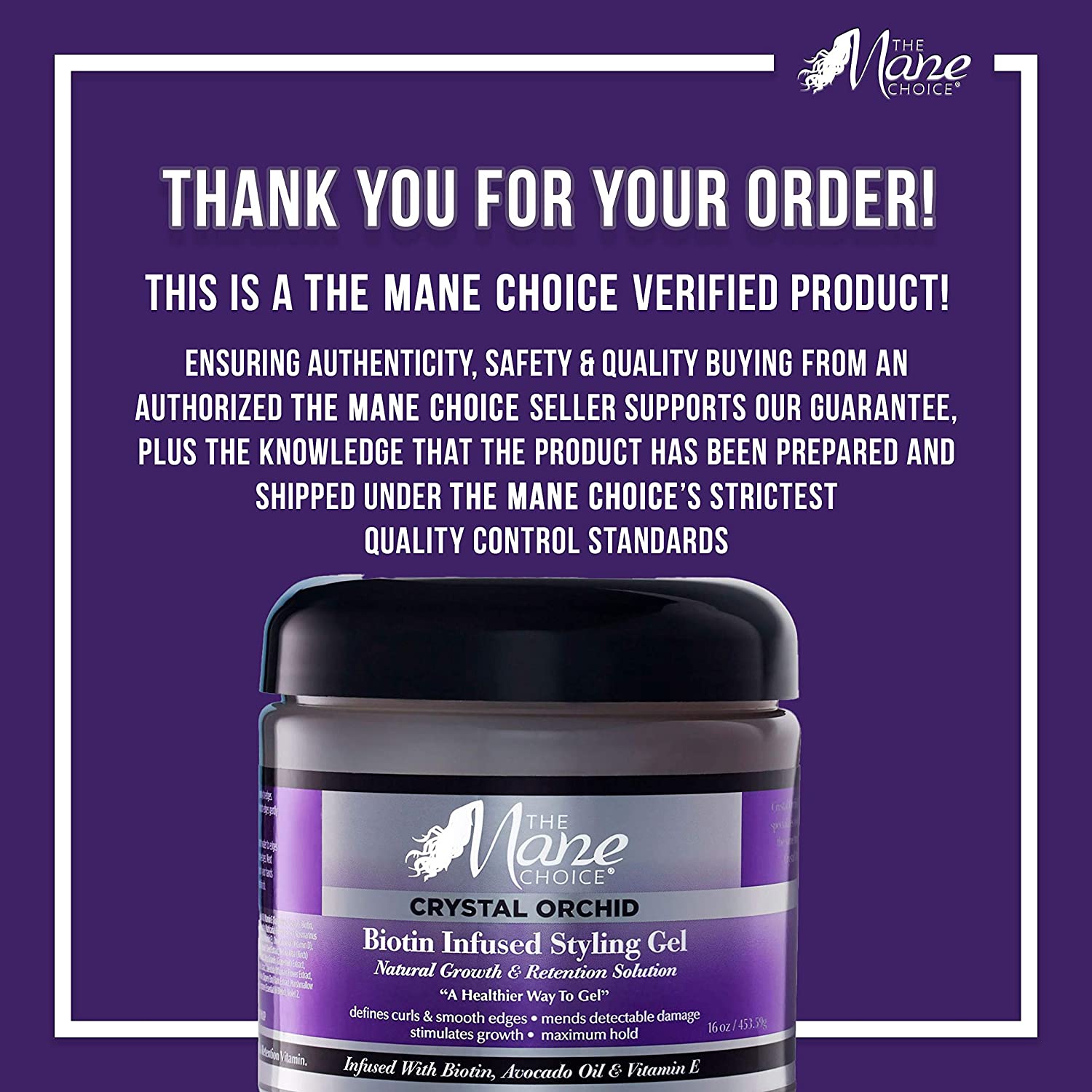 THE MANE CHOICE - Crystal Orchid Biotin Infused Styling Gel, Natural Growth and Retention Solution -