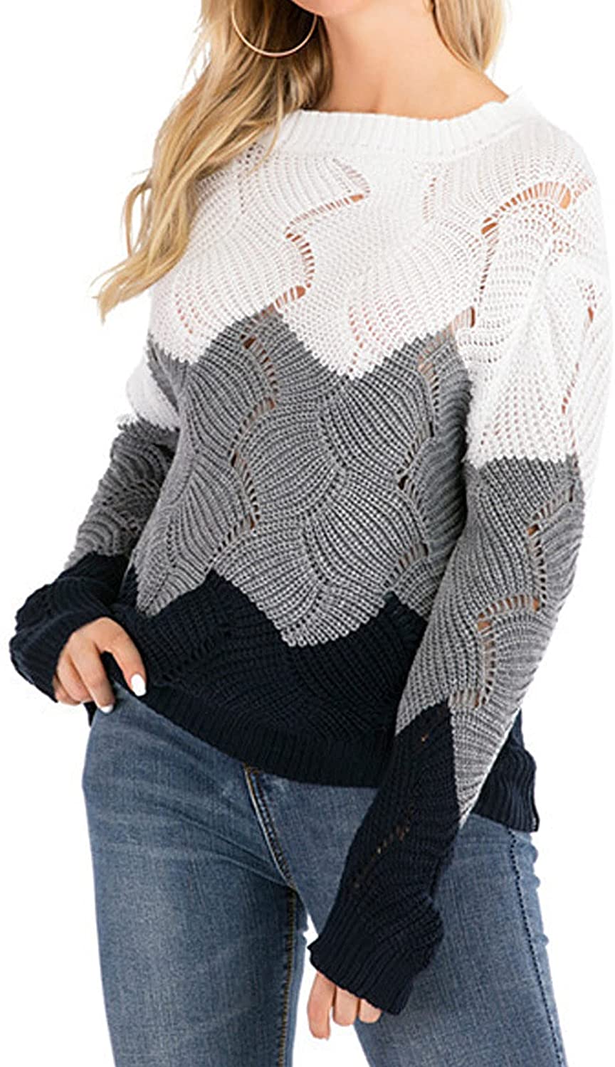 Sweaters For Women,Womens Tops Comfy O-Neck Pullover Autumn Striped Knitted T-Shirt Long-Sleeve Ladi