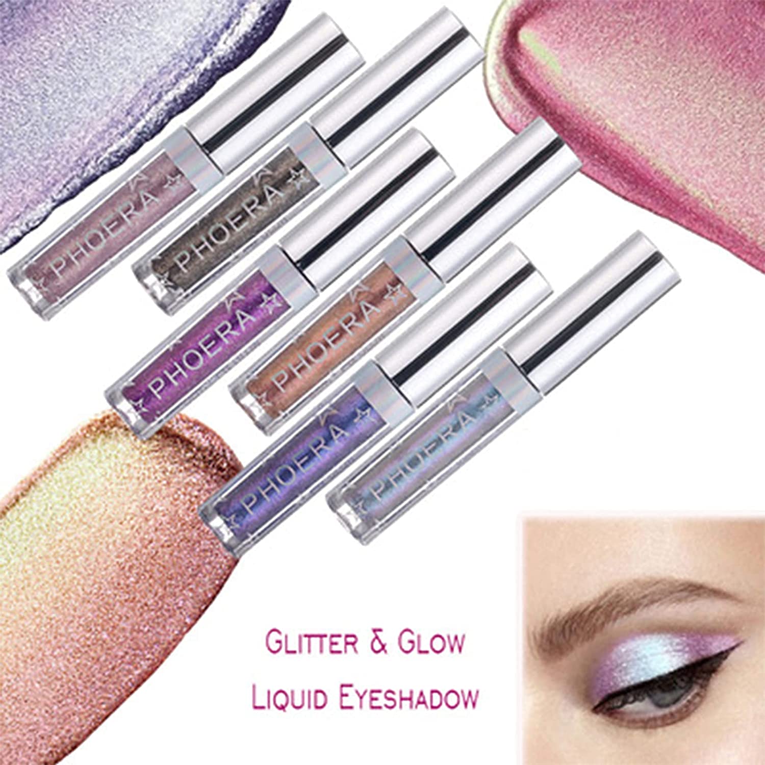Erinde Liquid Glitter Eyeshadow, Shimmer Sparkle Glow Eye Brightener Stick, Long Lasting, Waterproof
