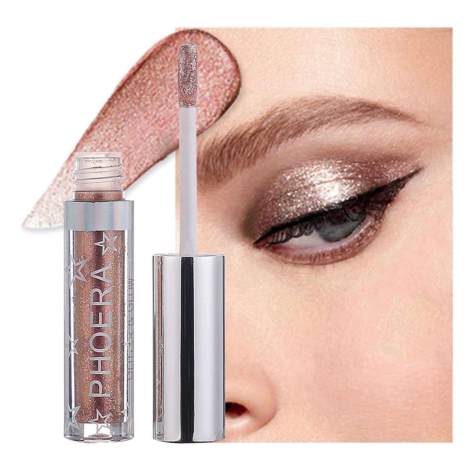 Erinde Liquid Glitter Eyeshadow, Shimmer Sparkle Glow Eye Brightener Stick, Long Lasting, Waterproof