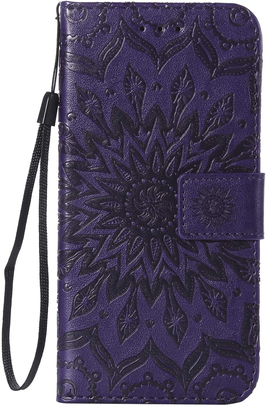 Cfrau Kickstand Wallet Case with Black Stylus for Samsung Galaxy S10,Retro Mandala Sunflower PU Leat