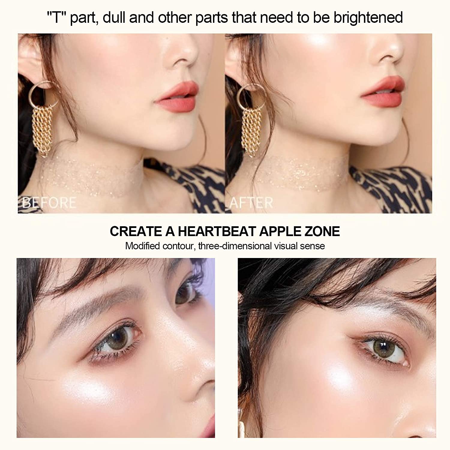 2pcs Highlight Pressed Powder, Long Lasting and Waterproof Glitter Face Contour Powder Highlighter M