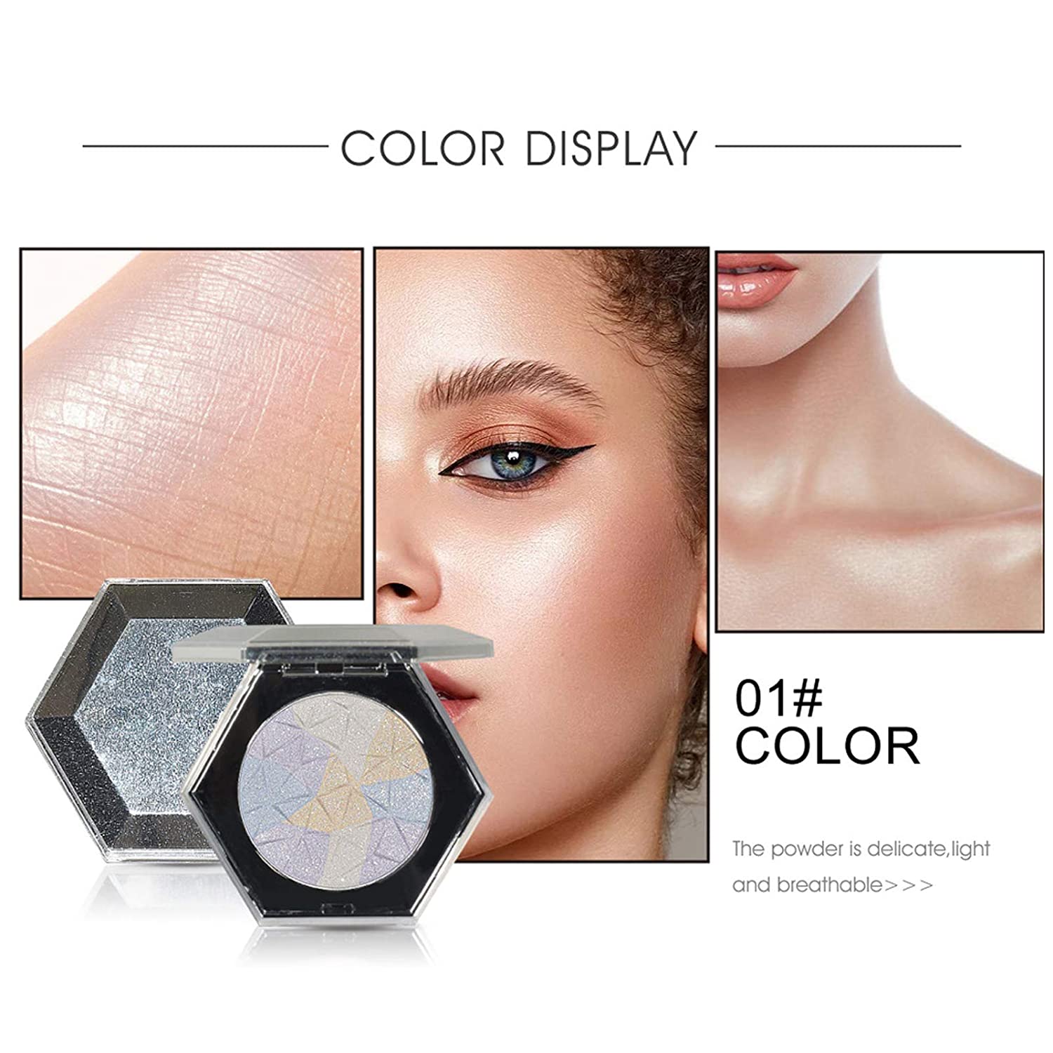 2pcs Highlight Pressed Powder, Long Lasting and Waterproof Glitter Face Contour Powder Highlighter M