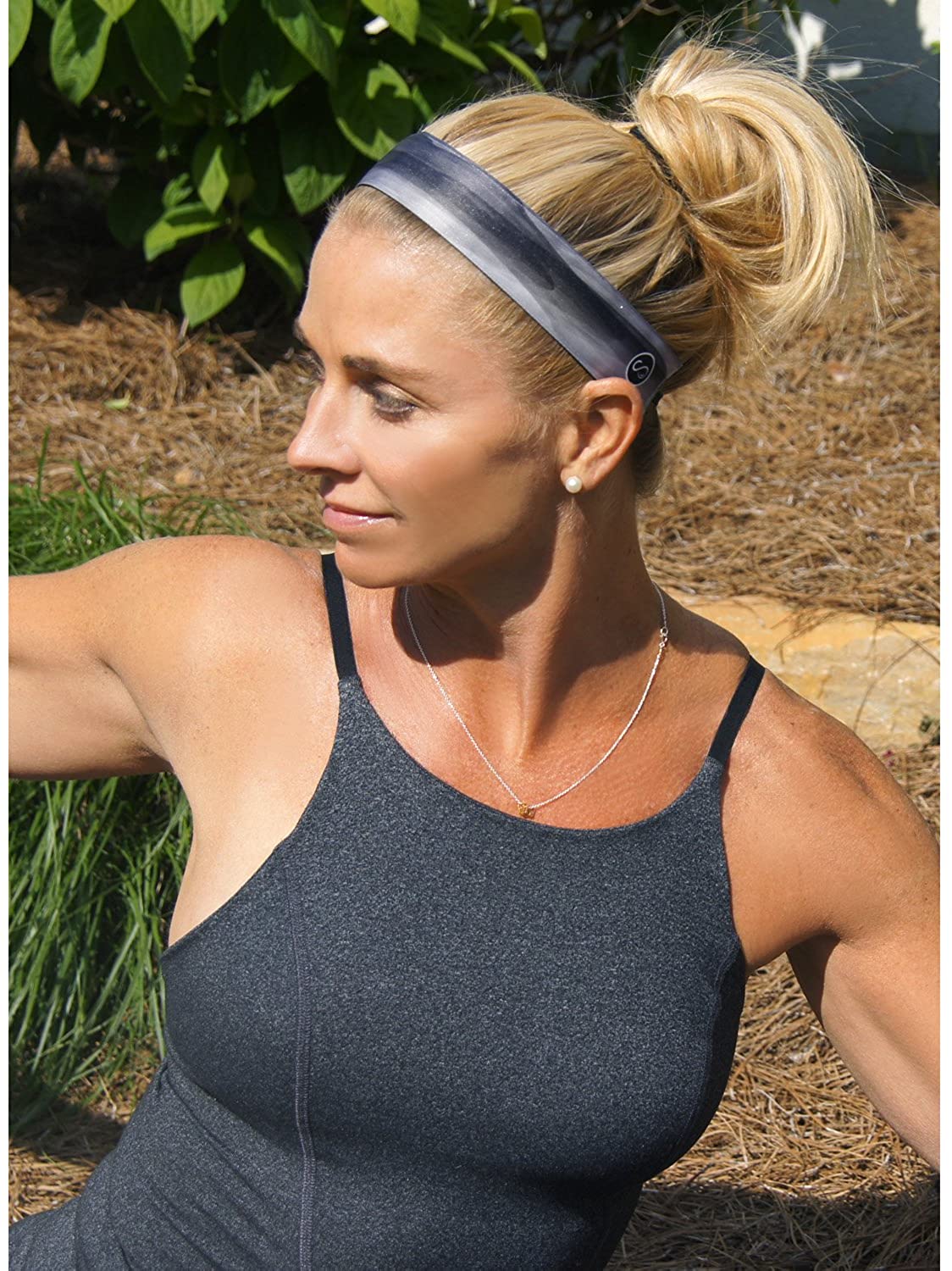 Sweaty Bands Womens Girls Headband - Non-Slip Velvet-Lined Fashion Hairband - Watercolors Gray 1.5-I
