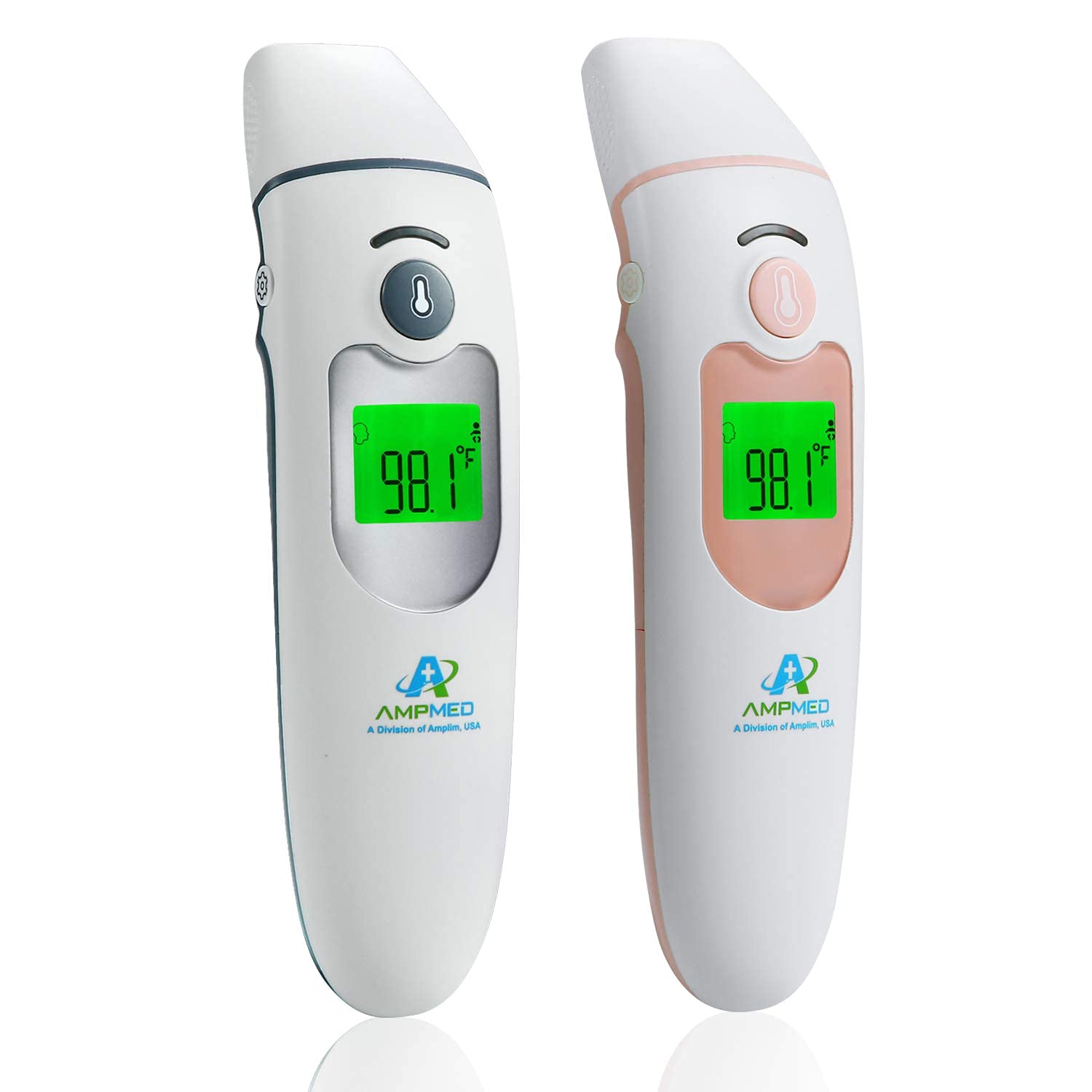 Amplim Medical Grade Digital Infrared Forehead & Ear Thermometer Bundle Pack for Adults, Kids, and B
