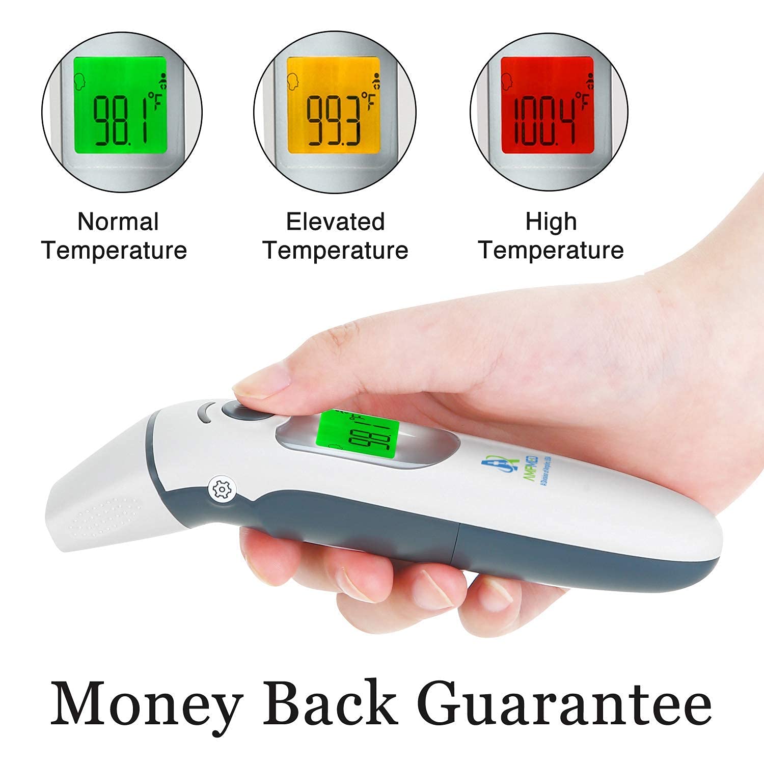 Amplim Medical Grade Digital Infrared Forehead & Ear Thermometer Bundle Pack for Adults, Kids, and B