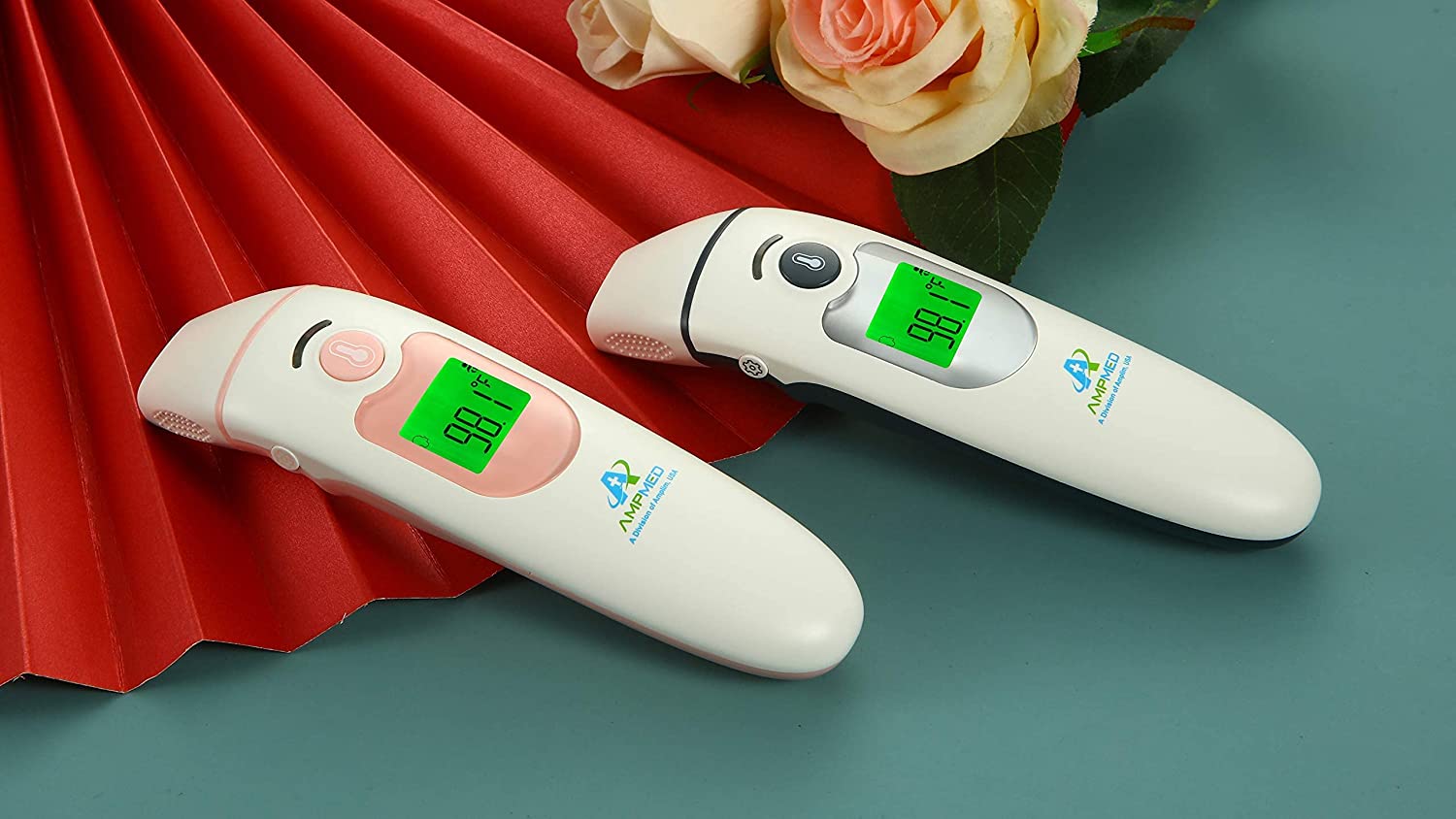 Amplim Medical Grade Digital Infrared Forehead & Ear Thermometer Bundle Pack for Adults, Kids, and B