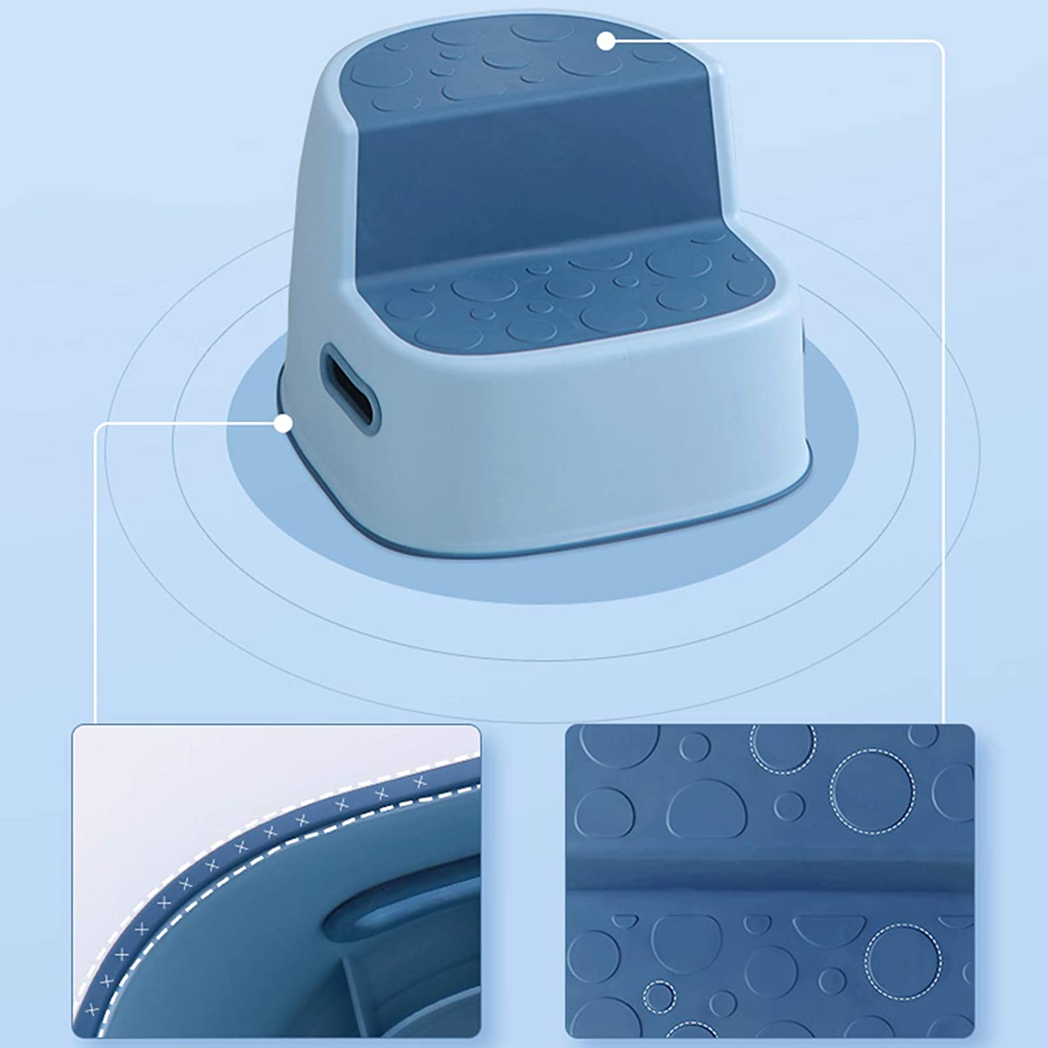 New Double Step Stool Bathroom Toilet Stool for Toddlers,Plastic Step Stool Multifunctio Non-Slip Ru