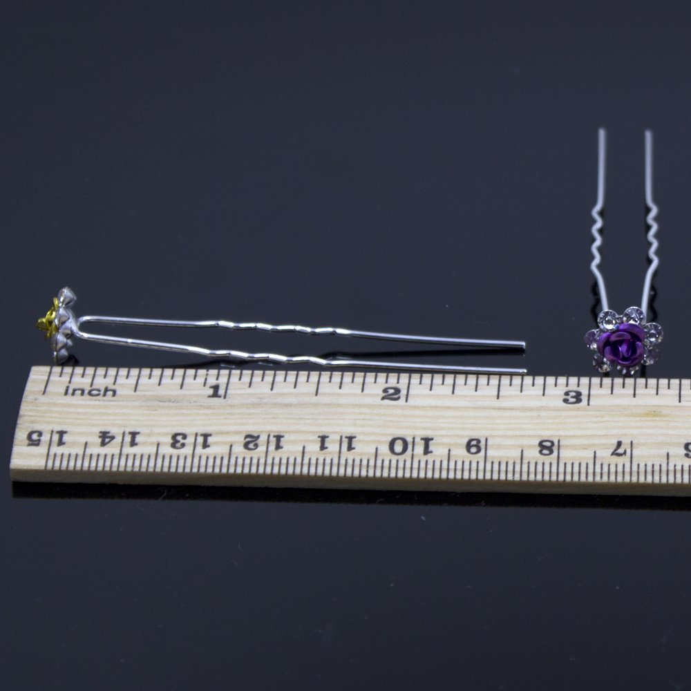 Newstarfactory Rose U-sharped Design Collection Metal Hair Pins Pack of 20 with Exclusive Gift (Purp