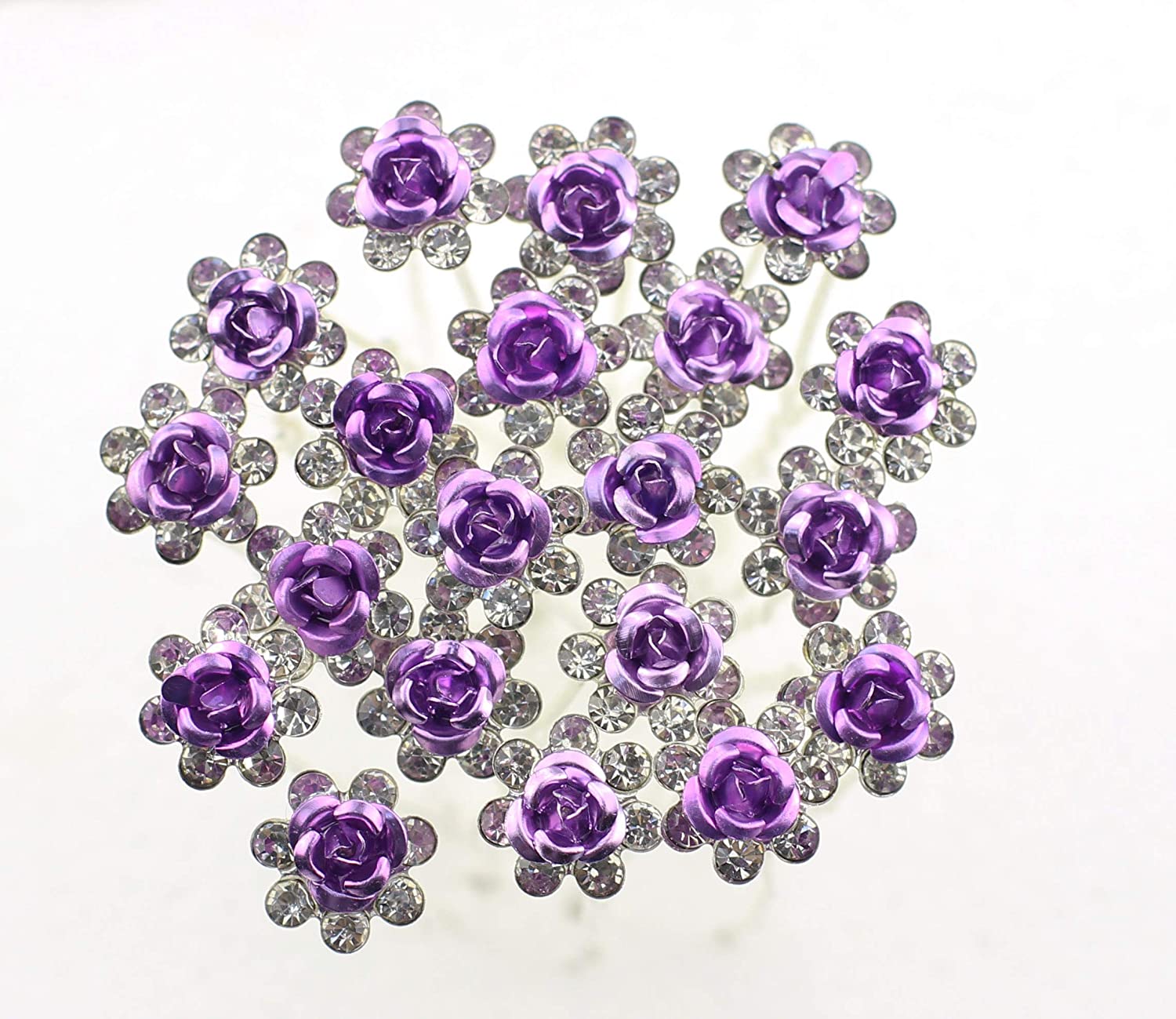 Newstarfactory Rose U-sharped Design Collection Metal Hair Pins Pack of 20 with Exclusive Gift (Purp