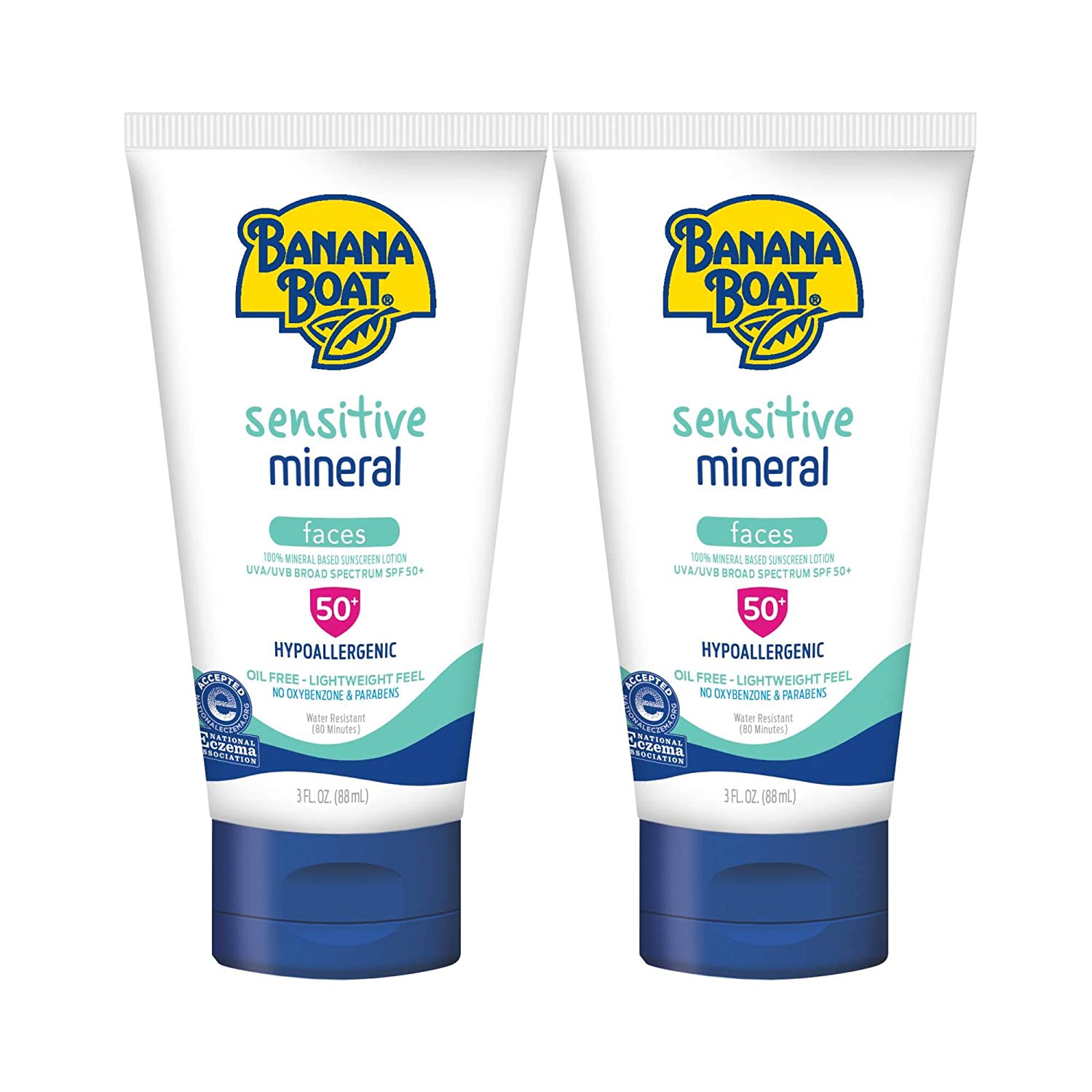 Banana Boat 100% Mineral, Reef Friendly, Broad Spectrum Sensitive Skin Sunscreen Lotion for Faces, S