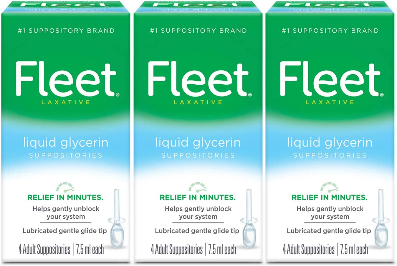 Fleet Liquid Glycerin Suppositories for Adult Constipation, 4 Count ( Pack of 3)