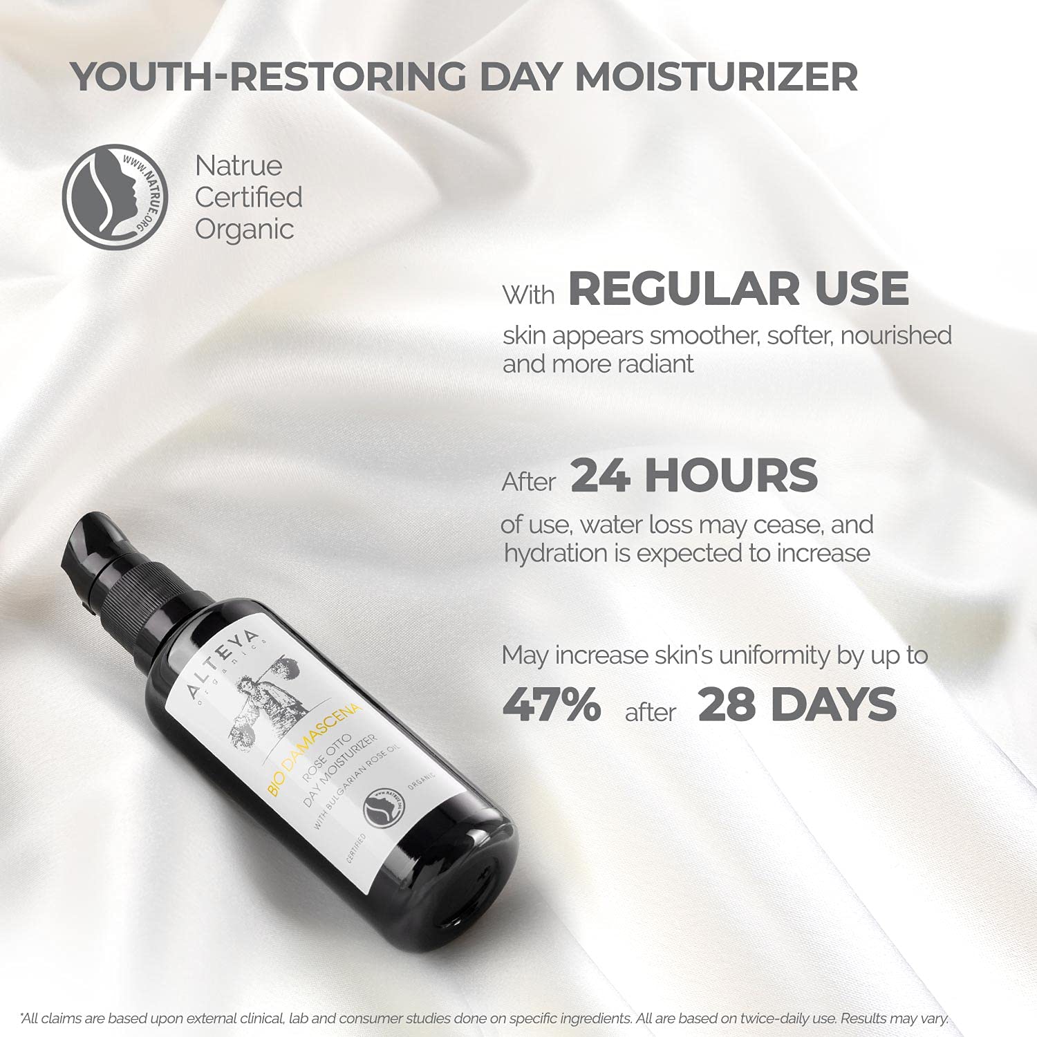 Alteya Organics Day Moisturizer NaTrue Certified Organic Skin Care 1.7 Fl Oz/50 mL Bio Damascena Awa