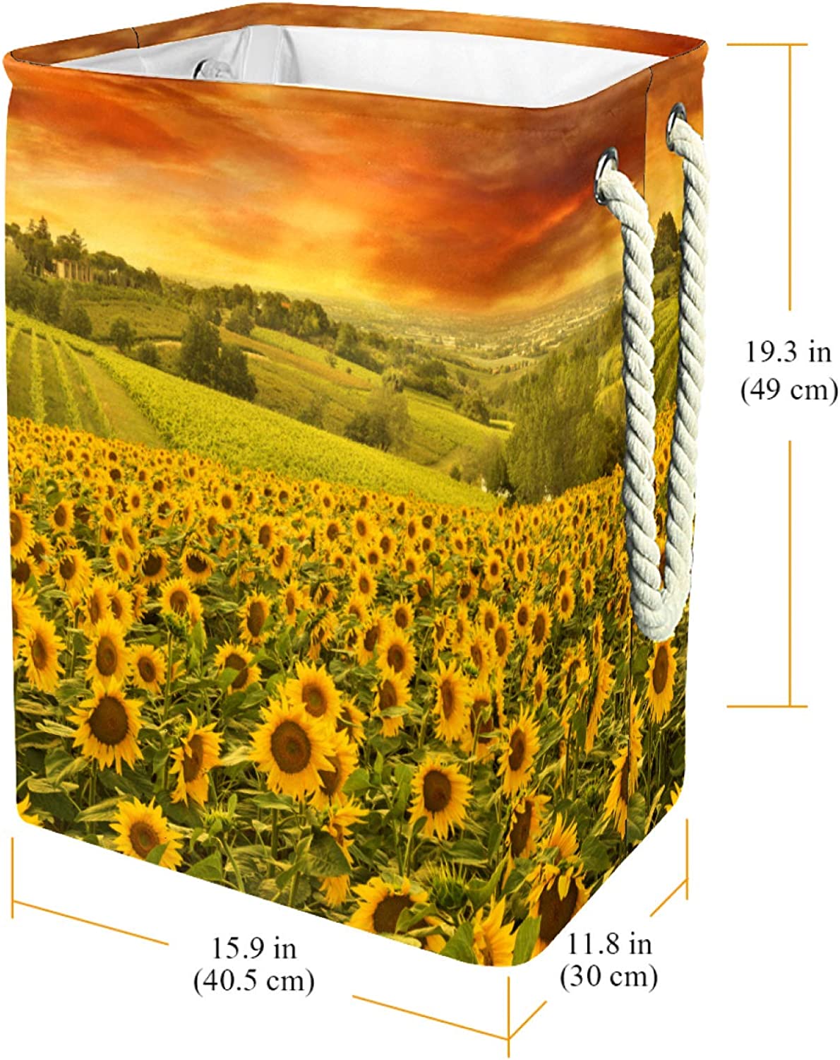 delayer Sunflower 01 Waterproof Foldable Storage Bin, Dirty Clothes Laundry Basket Organizer Basket 