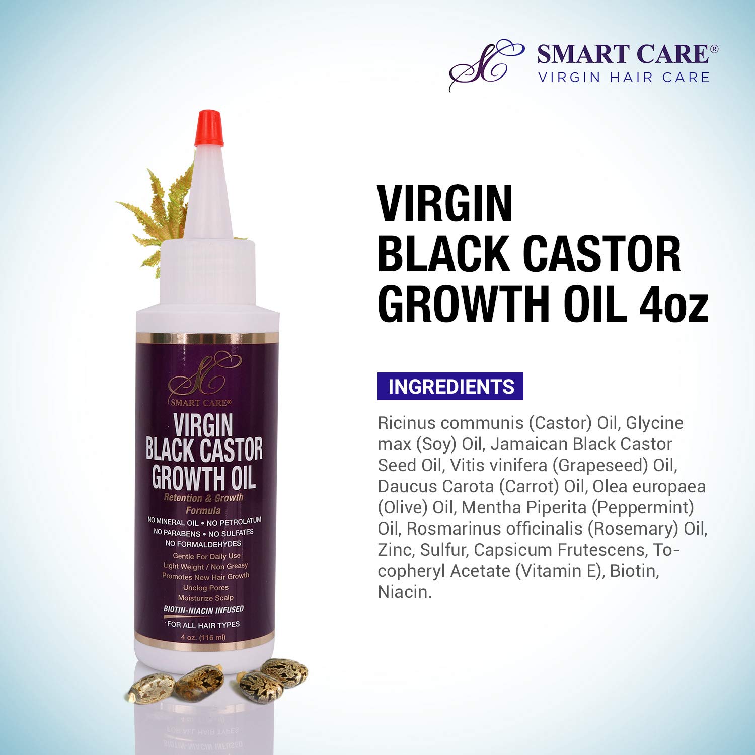 Smart Care Virgin Growth Oil Retention & Growth Formula Wild Growth (1 PACK, Black Castor)