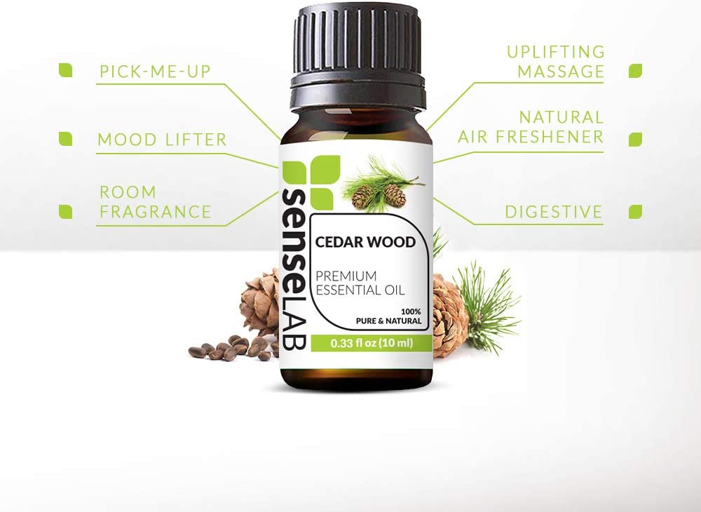 SenseLAB Cedarwood Essential Oil - 100 % Pure Extract Cedarwood Oil Therapeutic Grade - Hair and Ski