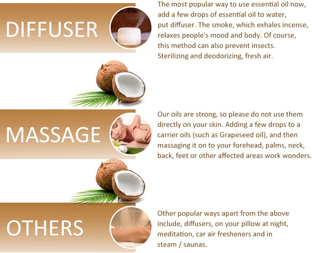 3 Pack Coconut Essential Oil Pure Undiluted Coconut Oil 3x10 ML