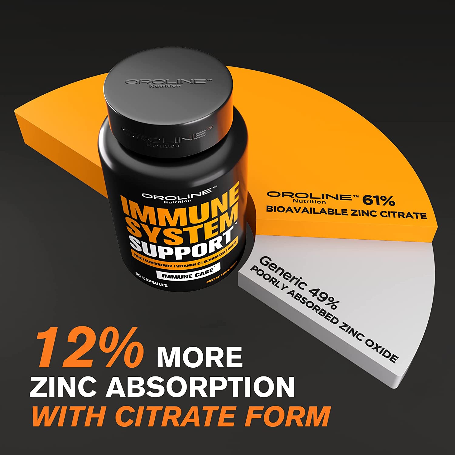 Immune Support Vitamins - Garlic, Vitamin C and Zinc, Elderberry, Echinacea - Immune System Booster 