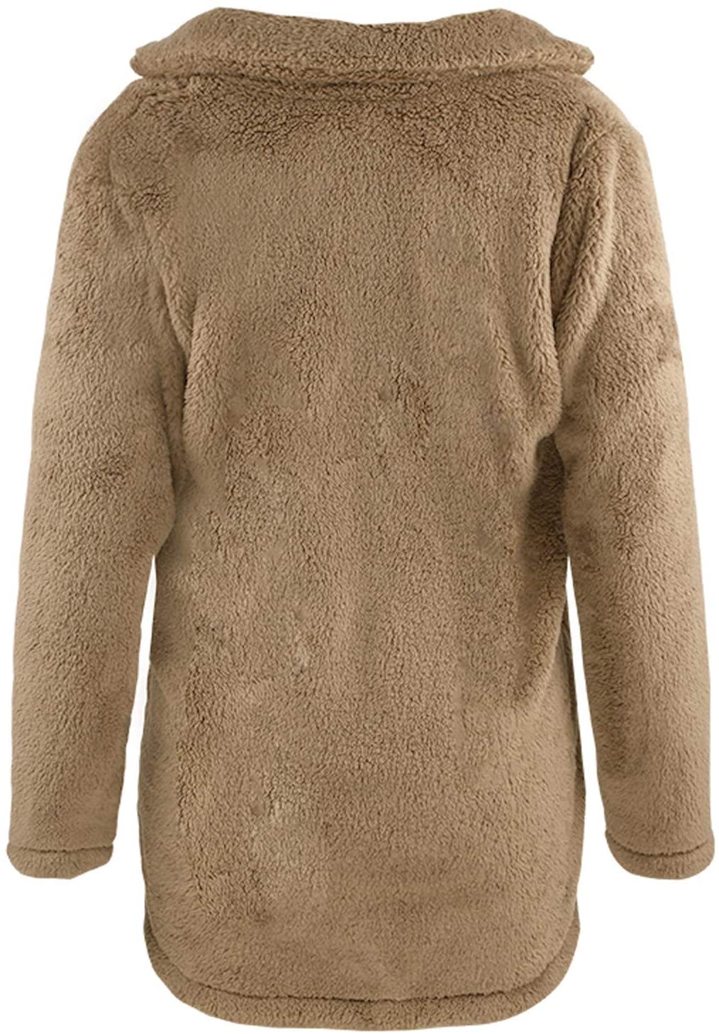 Dosoop Women Solid Color Fleece Long Sleeve Sweatshirt Fleece Pullover Outwear Cardigan Button Keep 