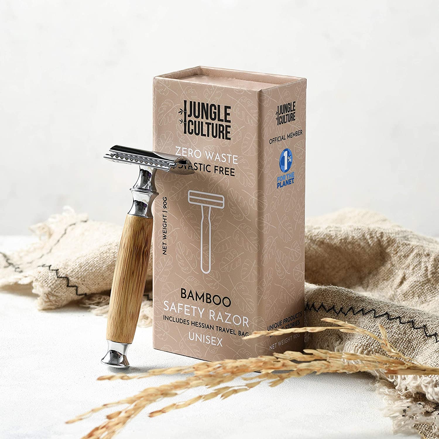Jungle Culture Bamboo Safety Razor for Men & Women | Premium Eco Friendly Razor & Travel Bag | Fits