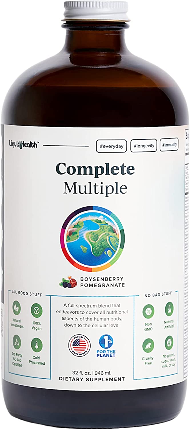 LiquidHealth Complete Multiple Liquid Multivitamin for Adults, Gluten-Free, Sugar-Free, Non-GMO, Veg