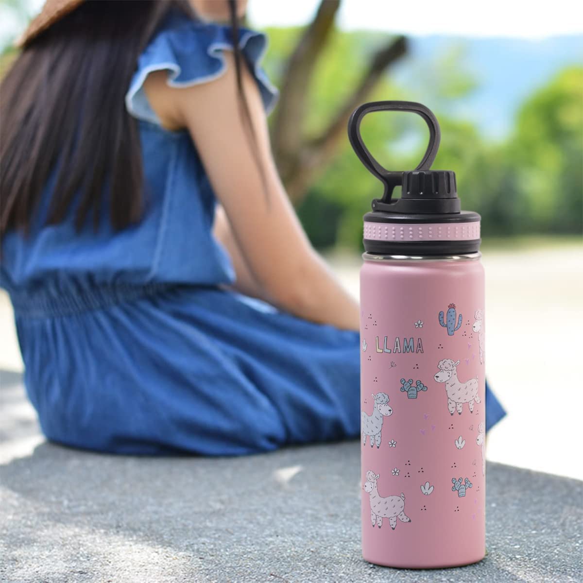Koodee Kids Water Bottle,16 oz Stainless Steel Insulated Water Bottle with Leak proof Spout Lid (16 