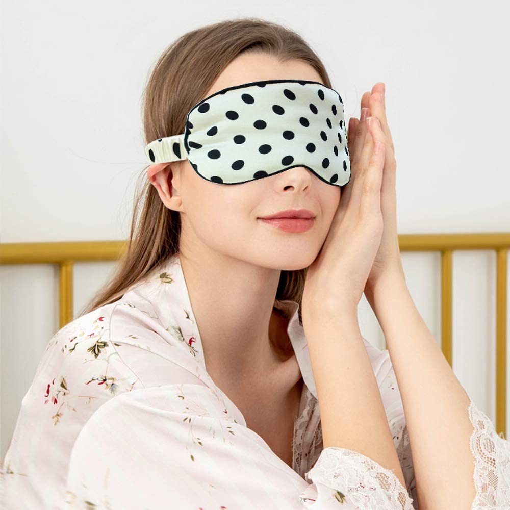 100% Mulberry Silk Sleep Eye Mask Blindfold with Adjustable Strap, Soft Silk Eye Cover for Women Men