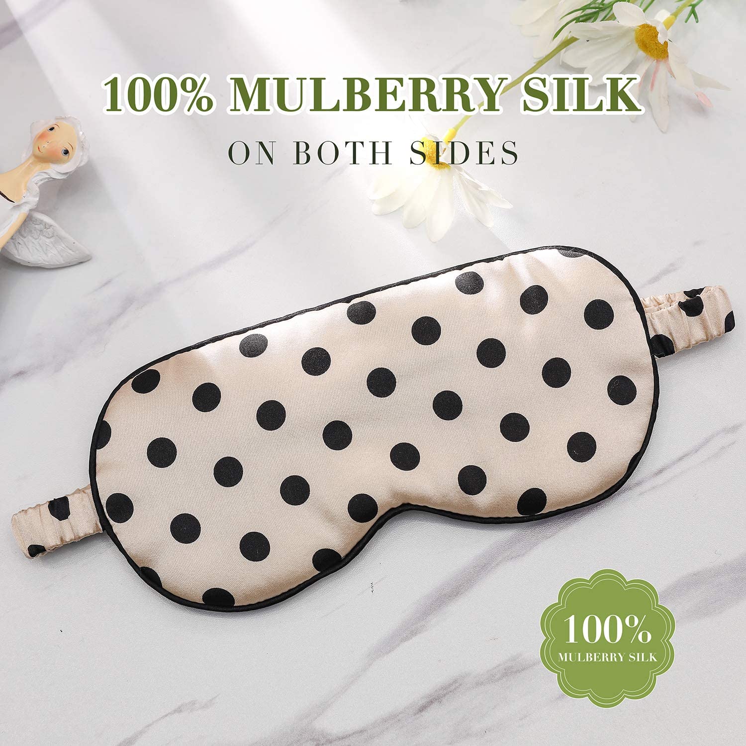 100% Mulberry Silk Sleep Eye Mask Blindfold with Adjustable Strap, Soft Silk Eye Cover for Women Men