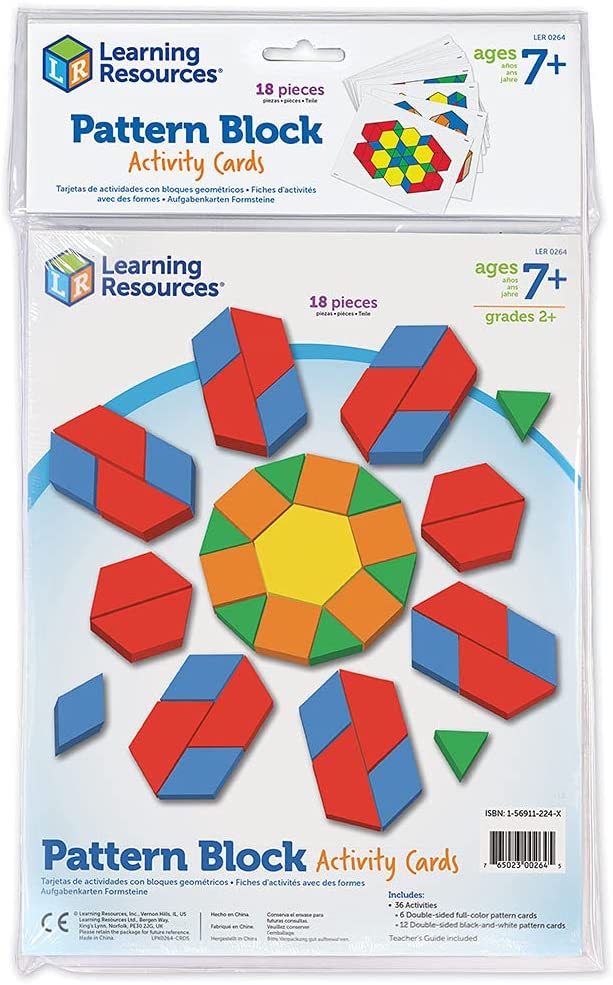 Learning Resources Intermediate Pattern Block Design Cards, Pattern, Pattern Blocks for Kids, Patter