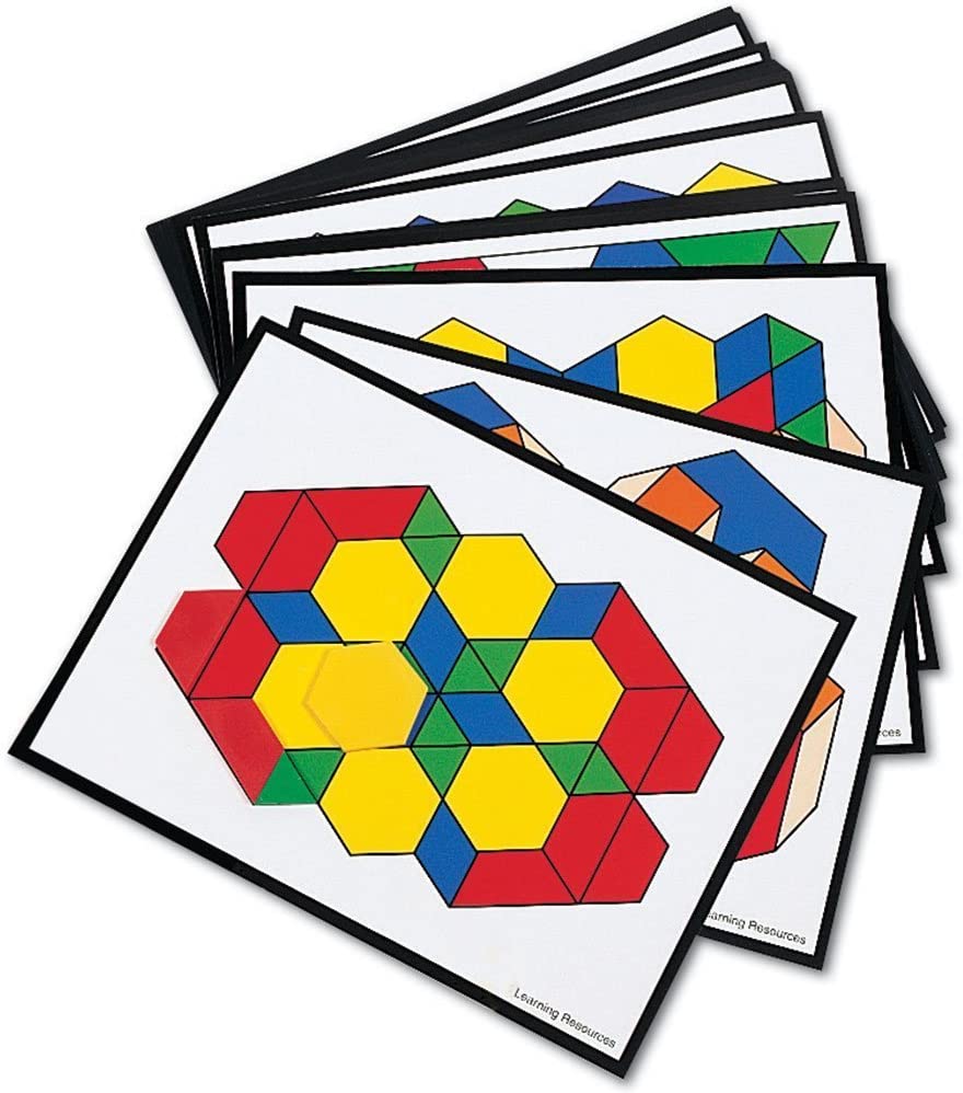 Learning Resources Intermediate Pattern Block Design Cards, Pattern, Pattern Blocks for Kids, Patter