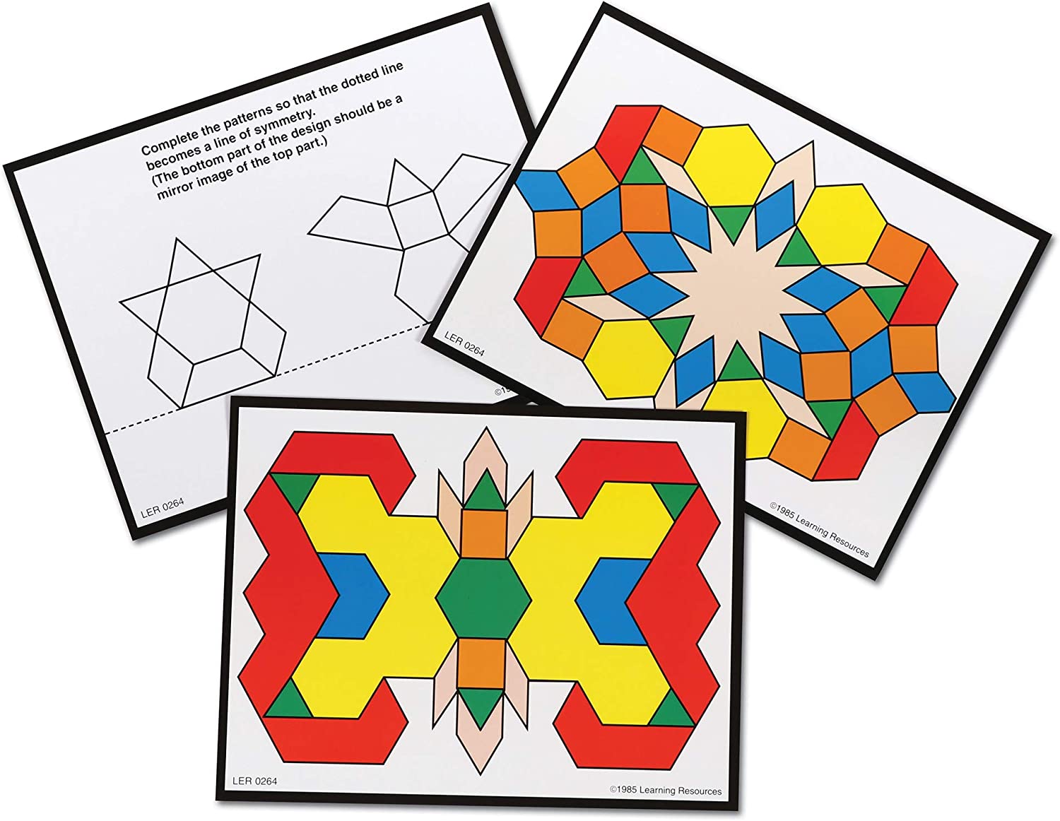 Learning Resources Intermediate Pattern Block Design Cards, Pattern, Pattern Blocks for Kids, Patter