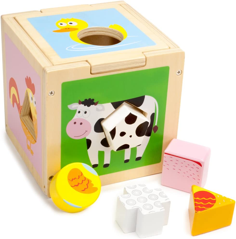 Barnyard Shape Sorter - Farm Animals Infant and Baby Activity Manipulative - Sorting Cube Encourages