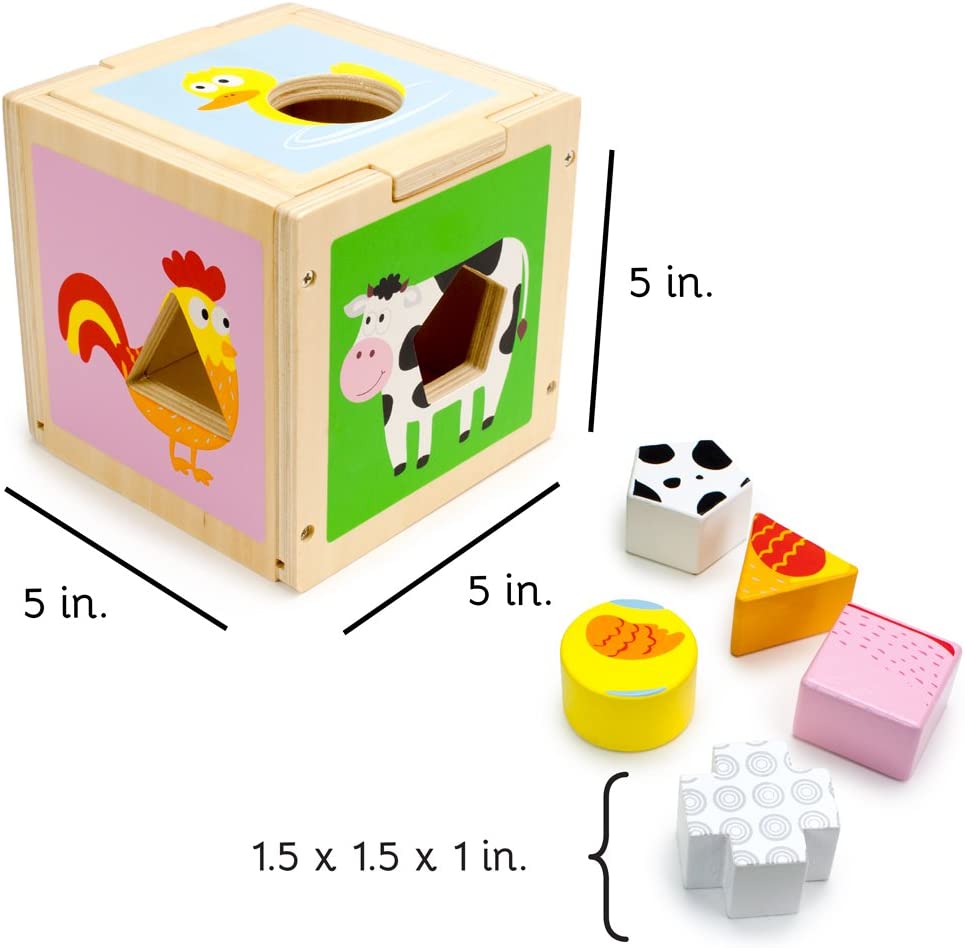 Barnyard Shape Sorter - Farm Animals Infant and Baby Activity Manipulative - Sorting Cube Encourages